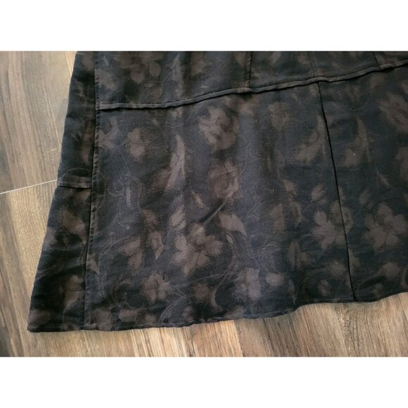 J Jill Black Brown Floral Wool Blend Whimsigoth A-line Midi Skirt Sz 14p - Picture 2 of 7